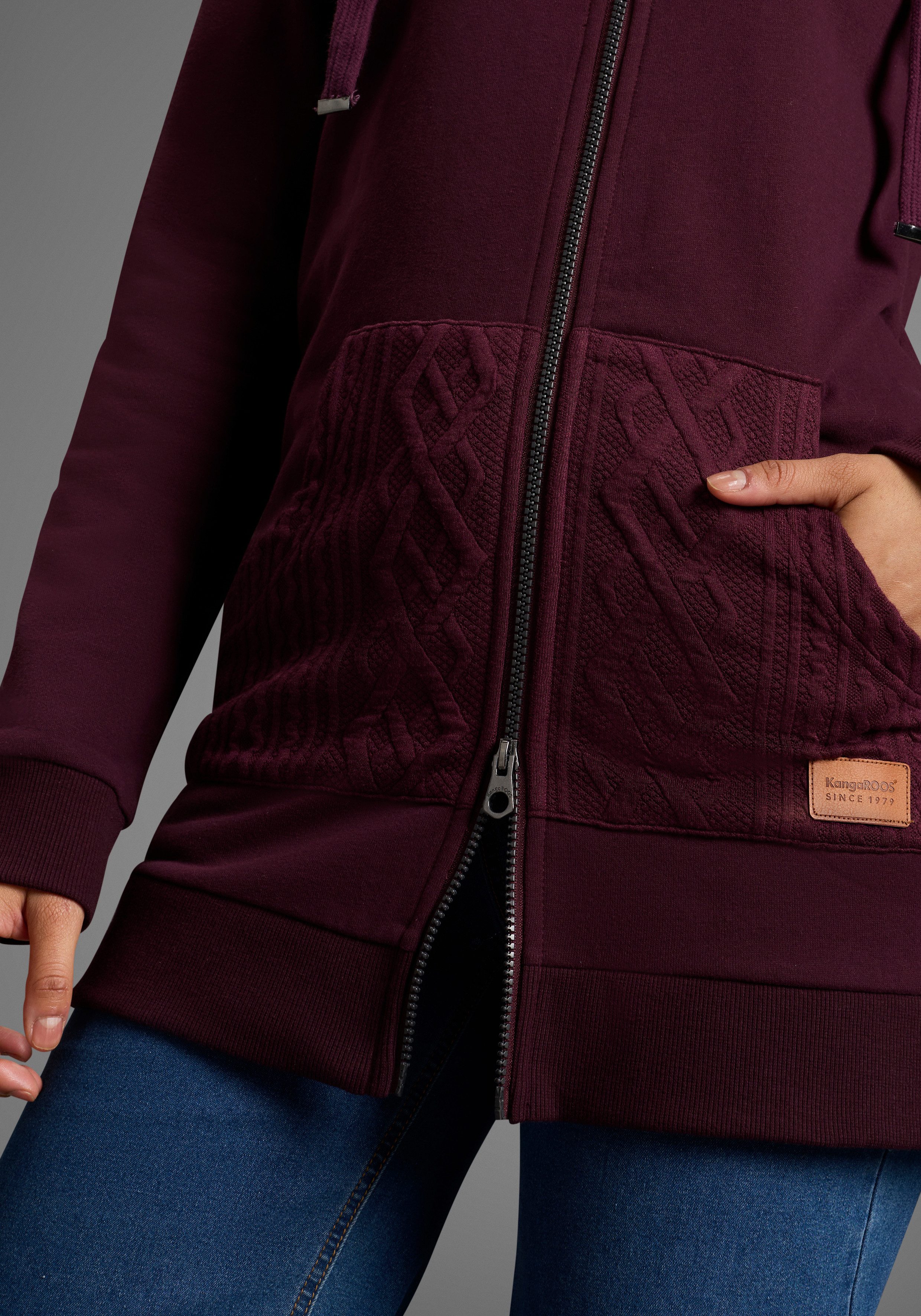 KangaROOS Kapuzensweatjacke mit Zopfmusterdetails