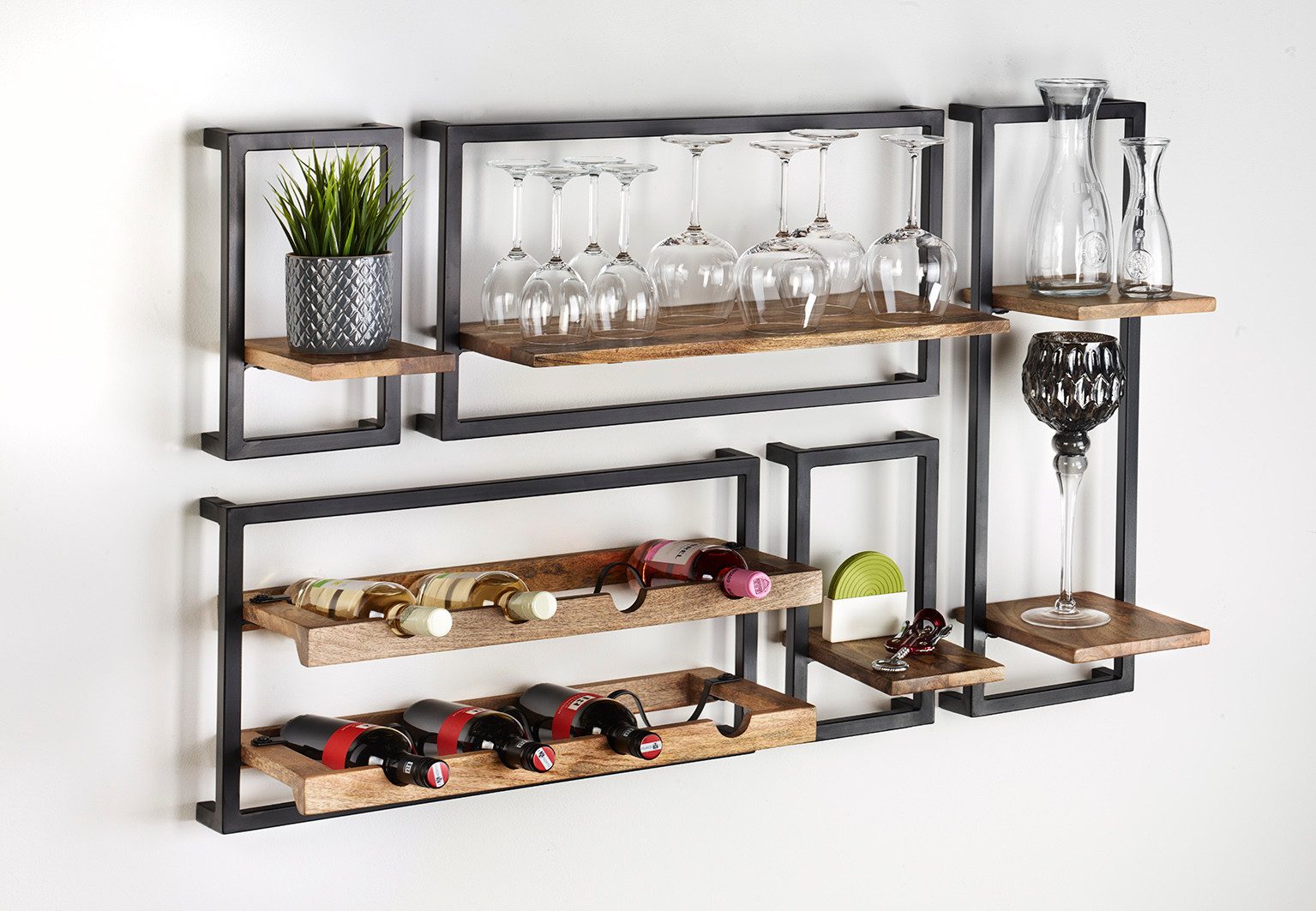 Kobolo Weinregal Wandregal Hängeregal STYLE Mangoholz günstig online kaufen