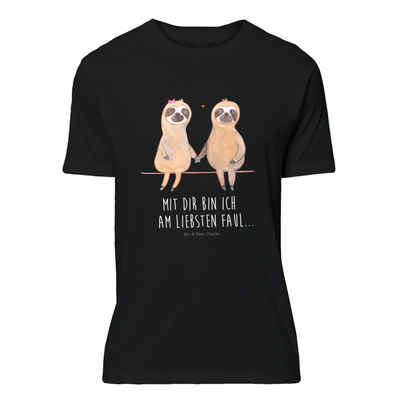 Mr. & Mrs. Panda T-Shirt Faultier Pärchen - Schwarz - Geschenk, Liebe, Damen, Shirt, Männer, F (1-tlg)