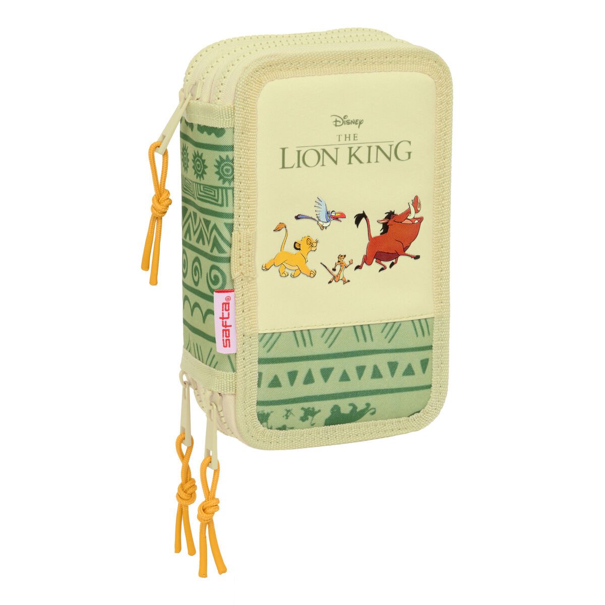 safta Federtasche Dreifaches Federmäppchen Mufasa grün Beige 12,5x19,5x5,5 cm 37-teilig