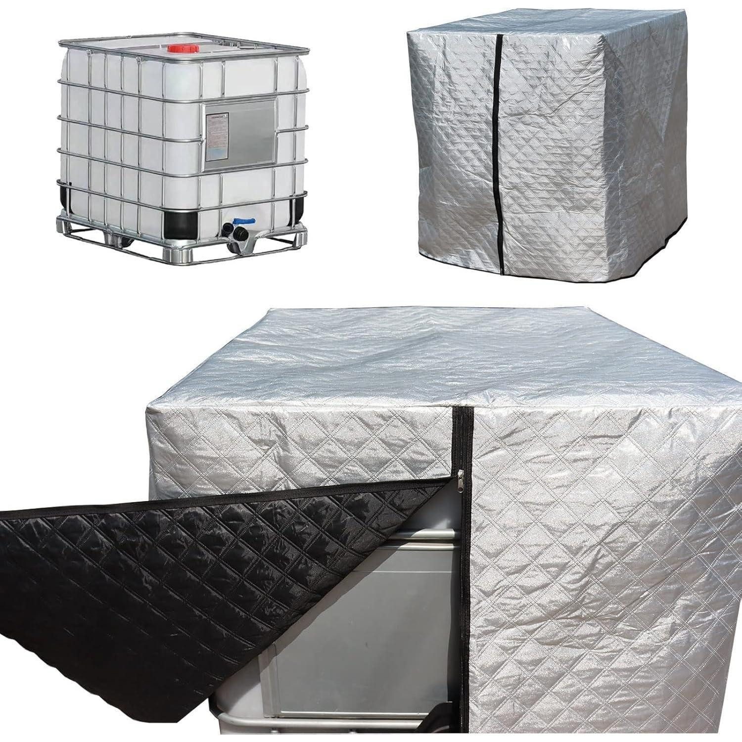 LuxusKollektion Schutzplane IBC Tank Abdeckung 1000L Frostsicher Wasserdicht Silber