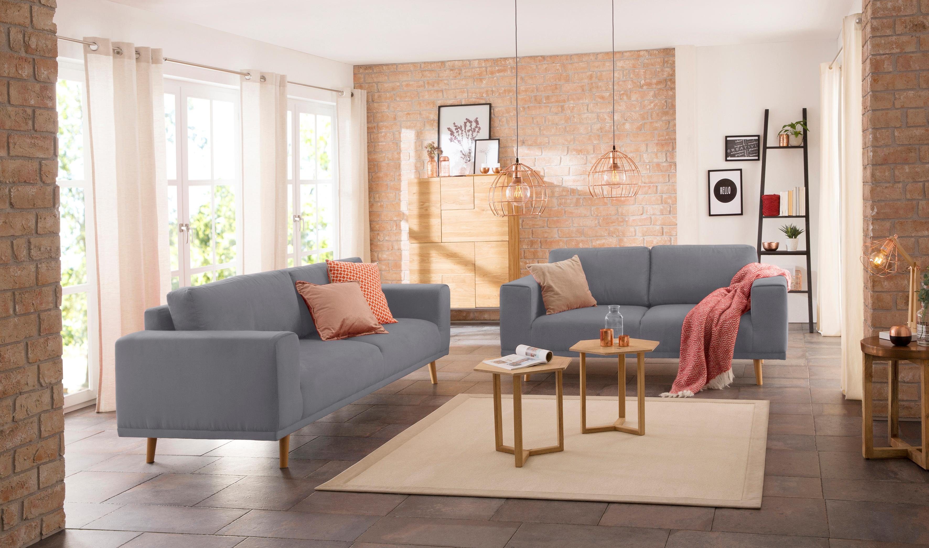 Home affaire 3-Sitzer Lasse, im scandinavischem Stil mit Holzfüßen