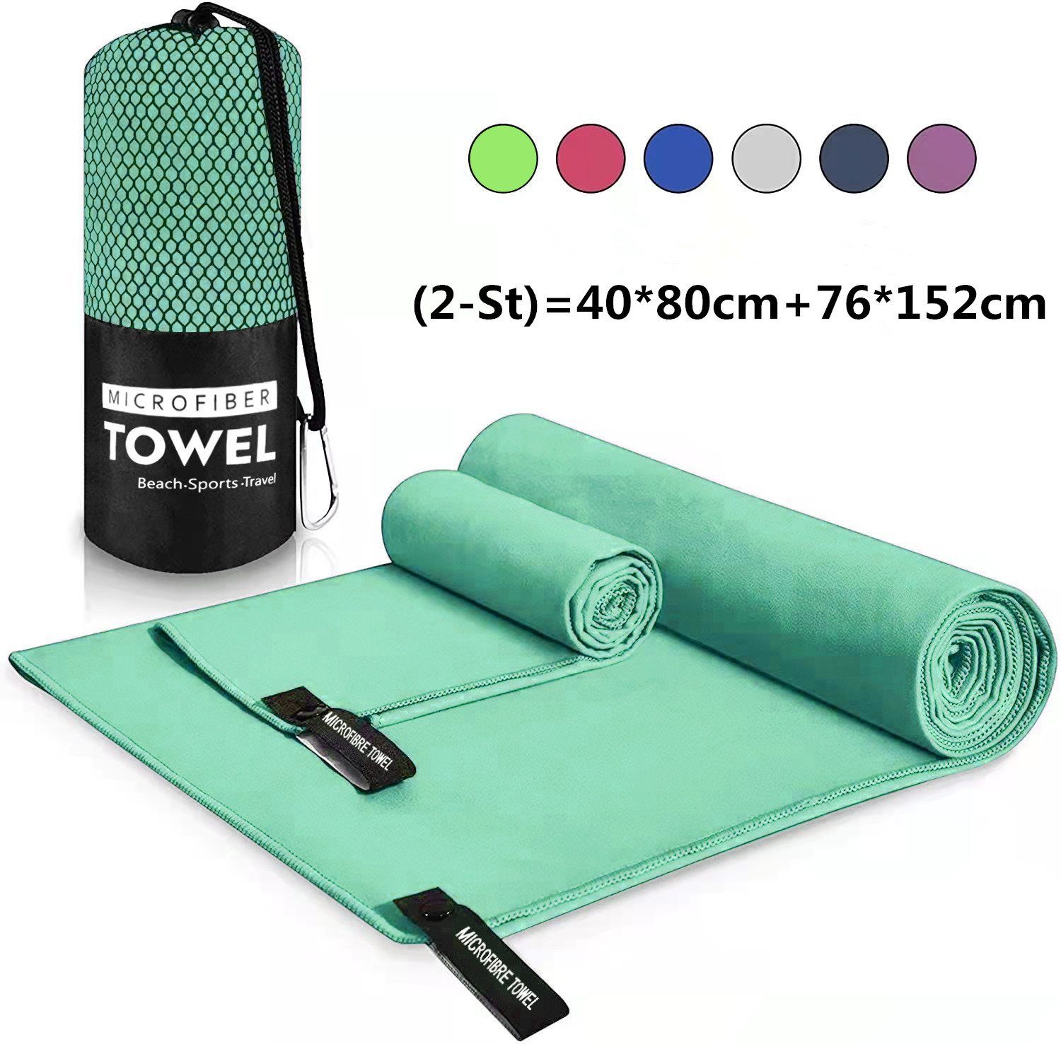 XDeer Sporthandtuch Mikrofaser Sport Handtuch,(2-St)Handtücher/Saunatuch/Strandtuch, Kühltuch/Fitnesstuch Badehandtücher/ Reisehandtücher für Reisen