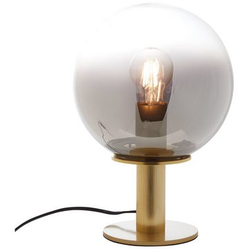 Lightbox Tischleuchte, ohne Leuchtmittel, Tischlampe, 32 cm Höhe, Ø 22 cm, E27, Rauchglas/Metall, goldfarben