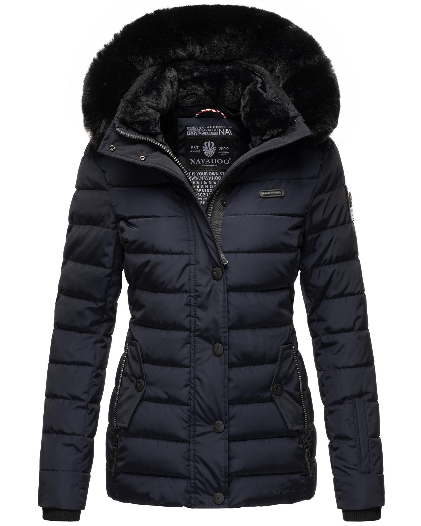 Navahoo Steppjacke Milianaa Edle Winterjacke mit weicher Kunstfell-Kapuze