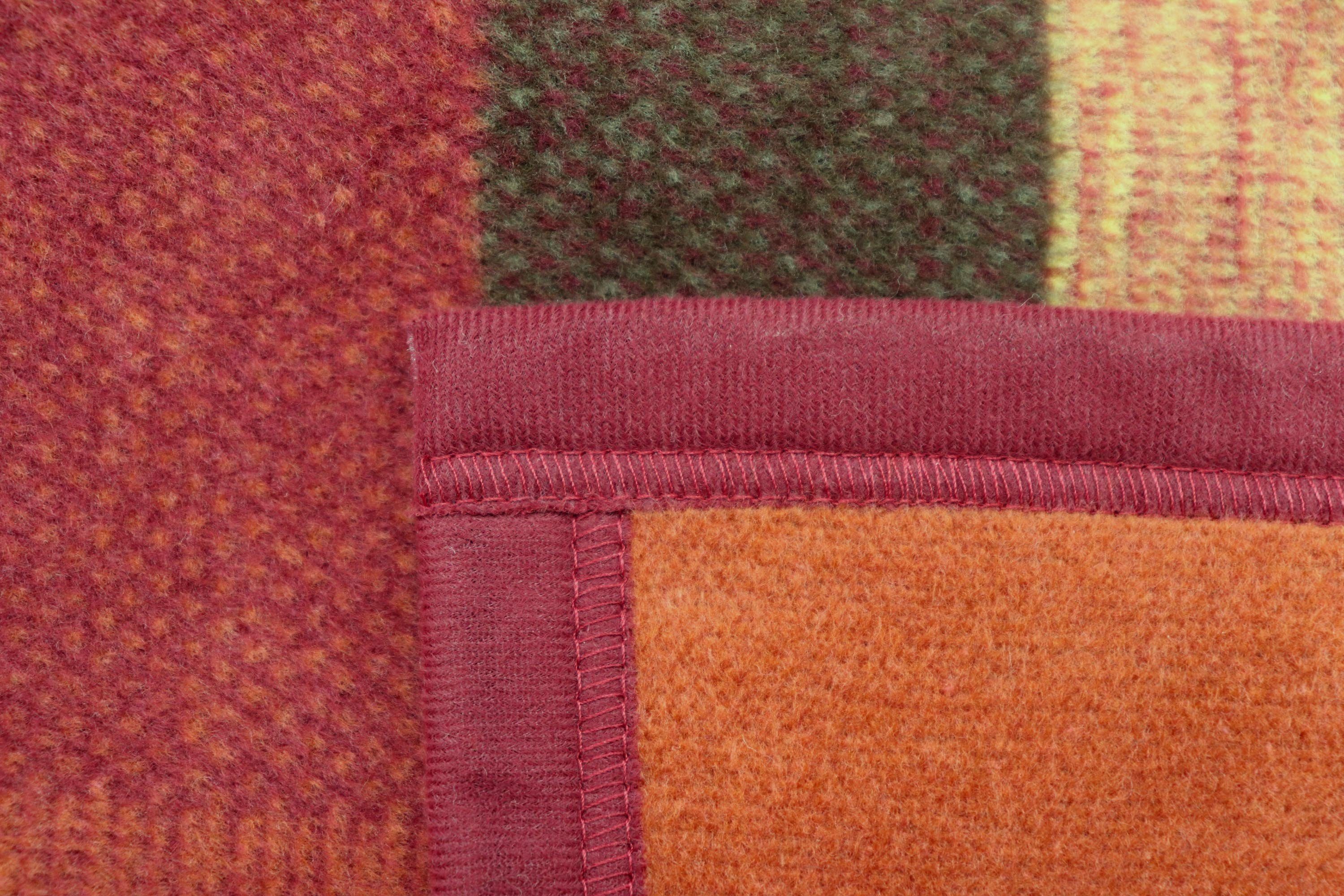 Wohndecke Color Squares Terra, orange-rot karierte Sofadecke in 150x200, Biederlack, Decke aus Baumwollmix, Made in Germany – Bild 5 von 5