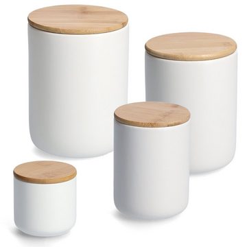 Neuetischkultur Vorratsdose Vorratsdose Weiß Steingut, Bamboo, Steingut, (Stück, 1-tlg., 1 Vorratsdose mit Deckel), Vorratsgefäß