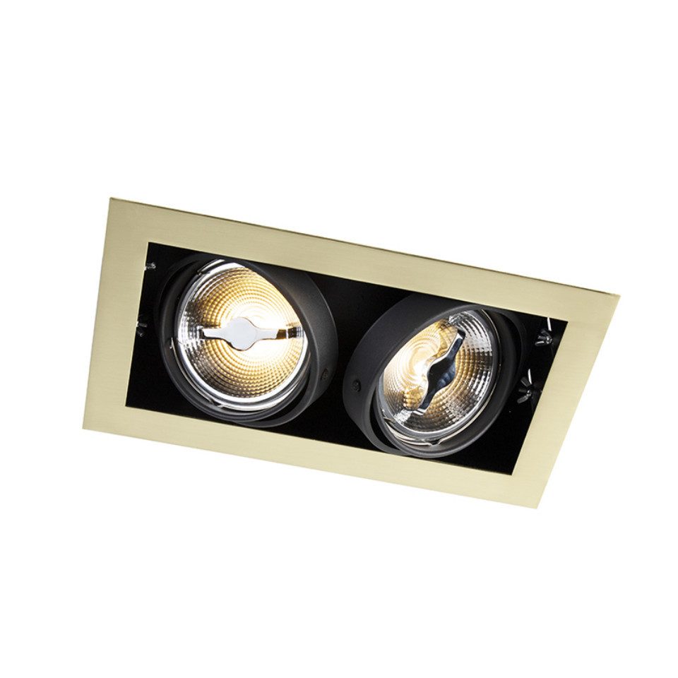 Qazqa LED Einbaustrahler Oneon, ohne Leuchtmittel, G53, Gold/Messing, Art Deco, Stahl, 2-flammig