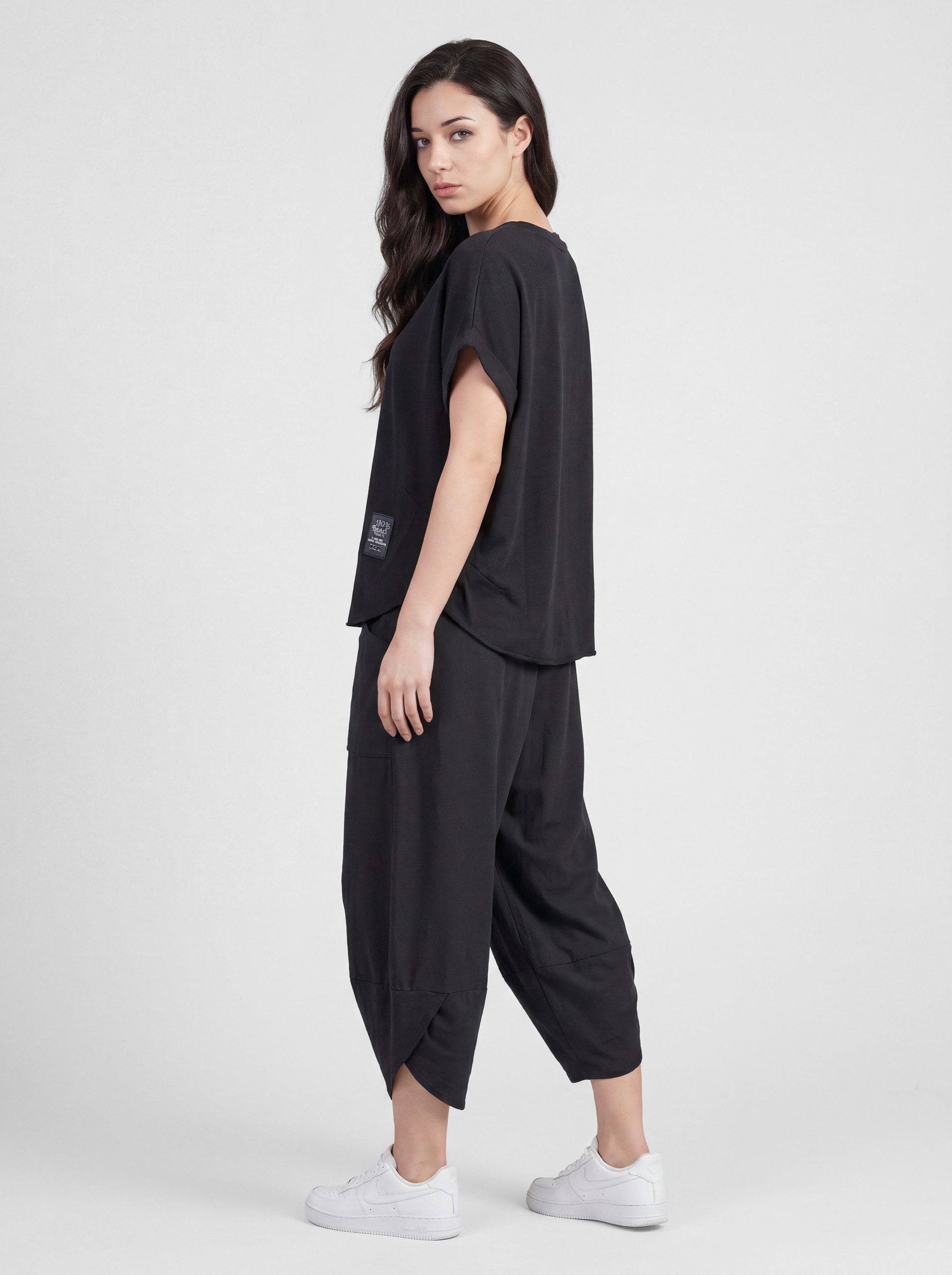 PEKIVESSA Jogginganzug Oversized Kurzarm Sweatanzug Set mit 7/8-Hose (2-tlg), Sweatshirt & Sweatpants 2-tlg.