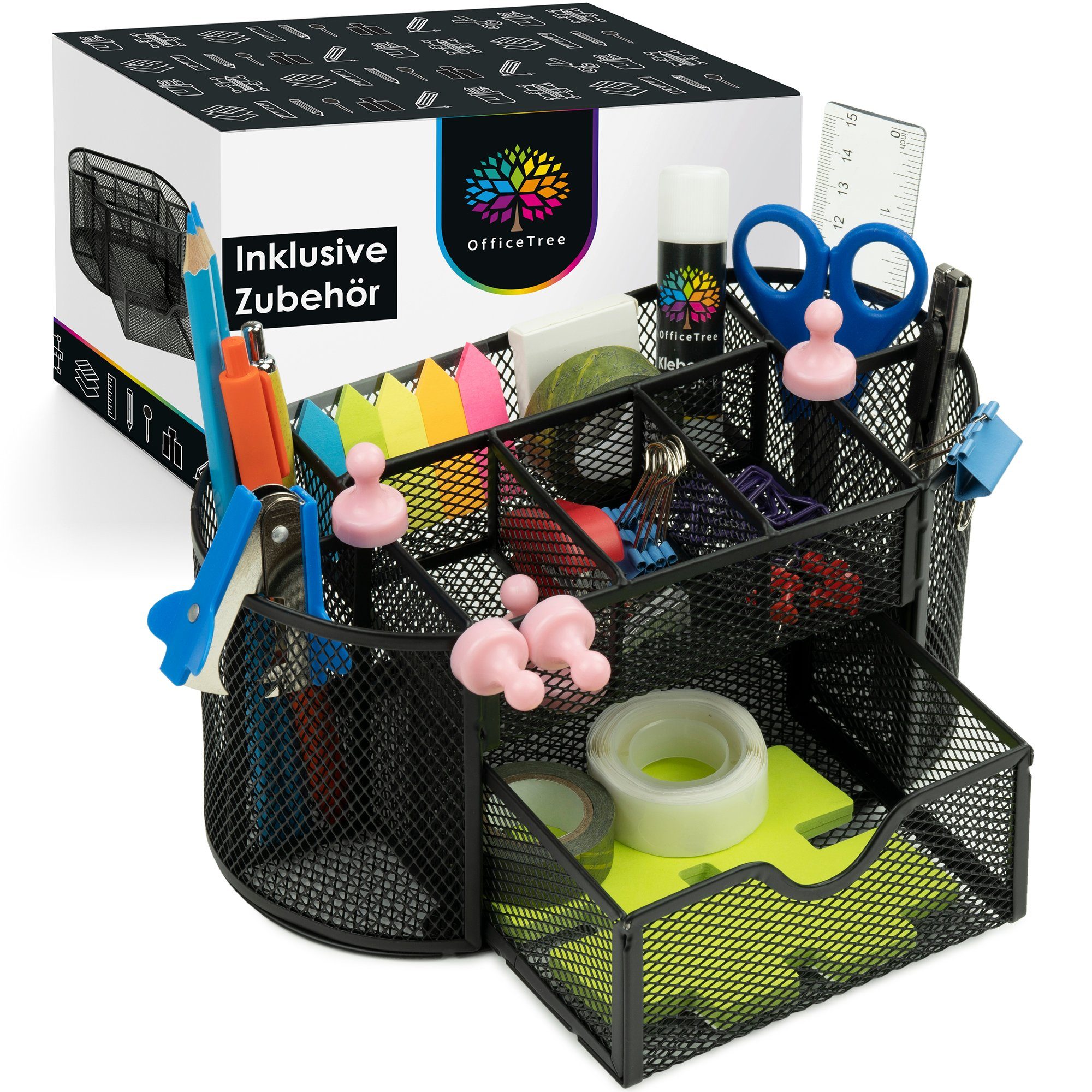 LALAFINA Acryl Notizbox - Transparenter Schreibtisch Organizer Mit Memo Pad Halter