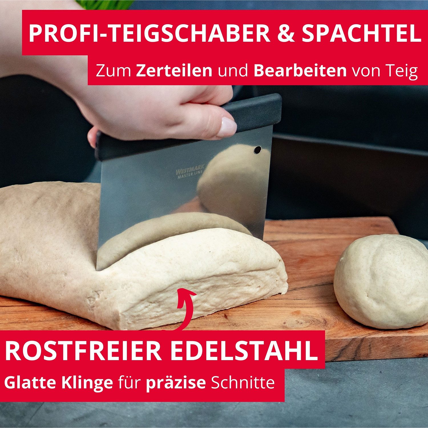 WESTMARK Teigschaber /Spachtel, mit Griff, flexible Klinge, Klingenmaß: 8 x 12 cm, Master