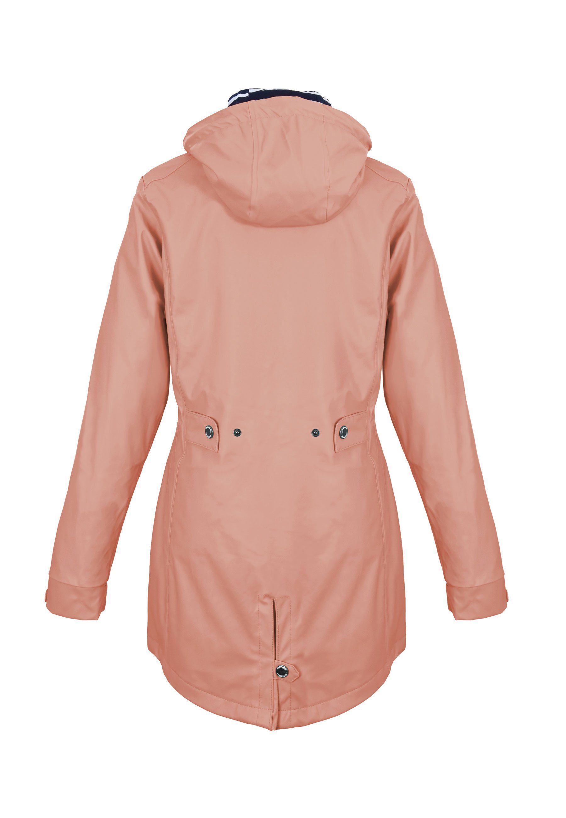 Regenliebe taillierter Kapuze mit Friesennerz Regenmantel alt-rosa verstellbaren Regenjacke