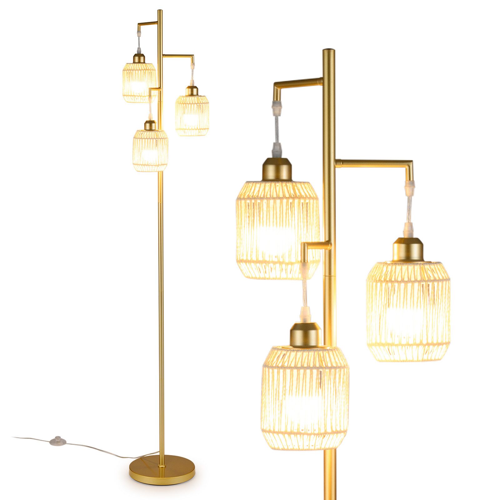 COSTWAY Stehlampe, Leselampe wohnzimmer dimmbar, Stehleuchte modern