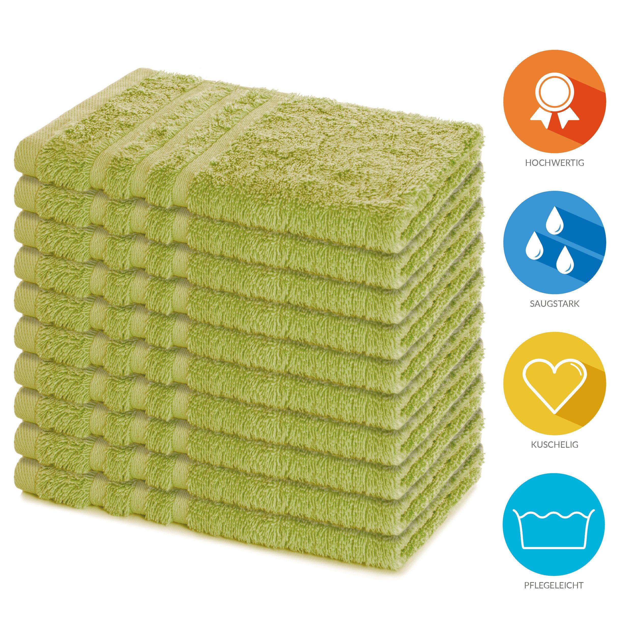 Lavea Gästehandtücher 30x50 cm, 10er Set Gästehandtuch, Elena-Frottee Handtuch, Gästetuch, (Set, 10-St), 500 g/m² Frottier, weich & saugstark, pflegeleicht