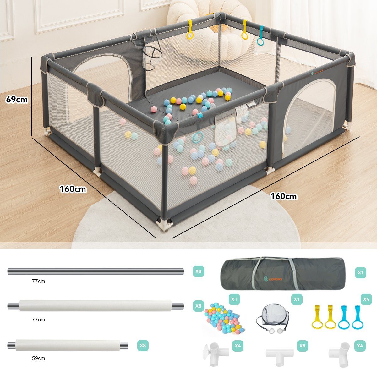 Comomy Laufgitter, Baby Krabbelgitter Kinder Schutzgitter günstig online kaufen