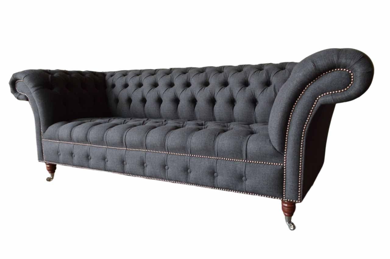 JVmoebel Chesterfield-Sofa, Chesterfield Sofa Dreisitzer Wohnzimmer Klassisch Design Textil Couch
