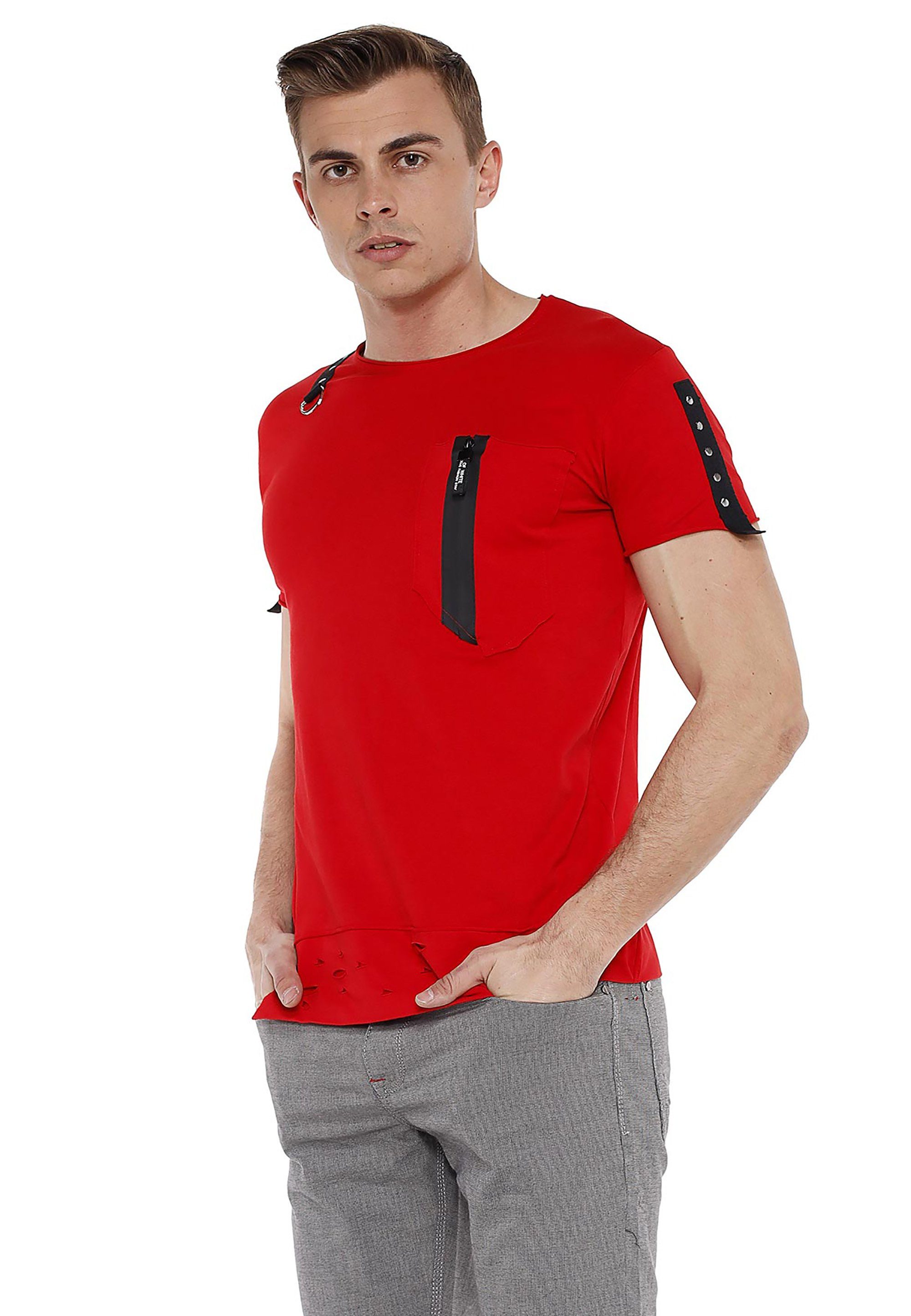 Cipo & Baxx T-Shirt mit rot Design Application