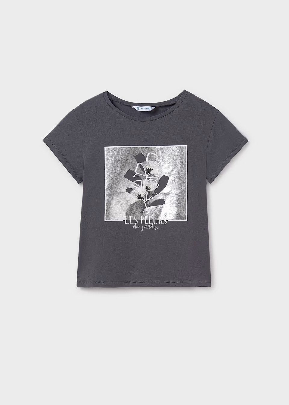 Mayoral Print-Shirt Teenager T-Shirt mit Bestickter Blume – Stylisch & Bequem (602066)