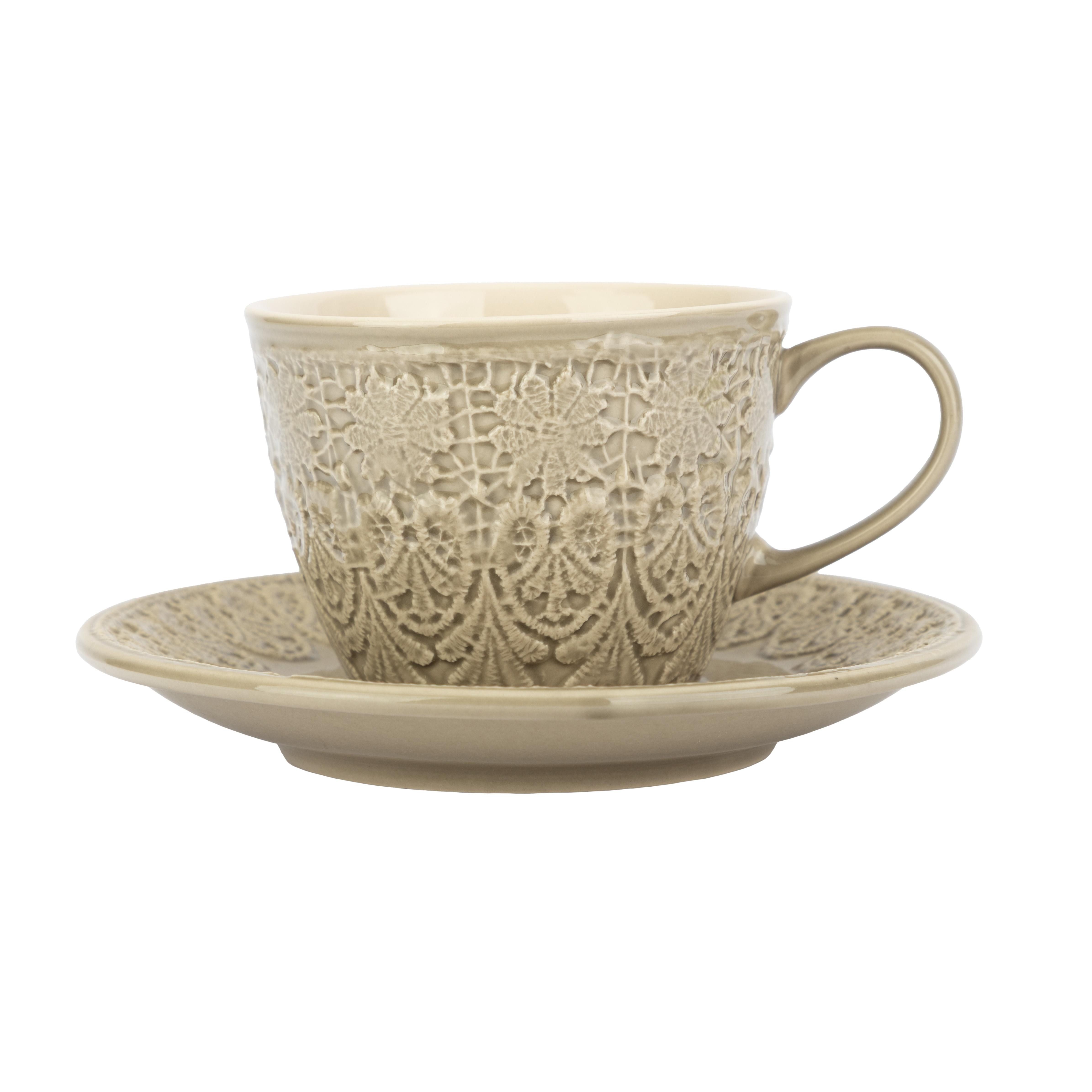 El Puente Tasse "Bloom" Cappuccinotasse aus Keramik in Grau, Handmade, Keramik, Handmade