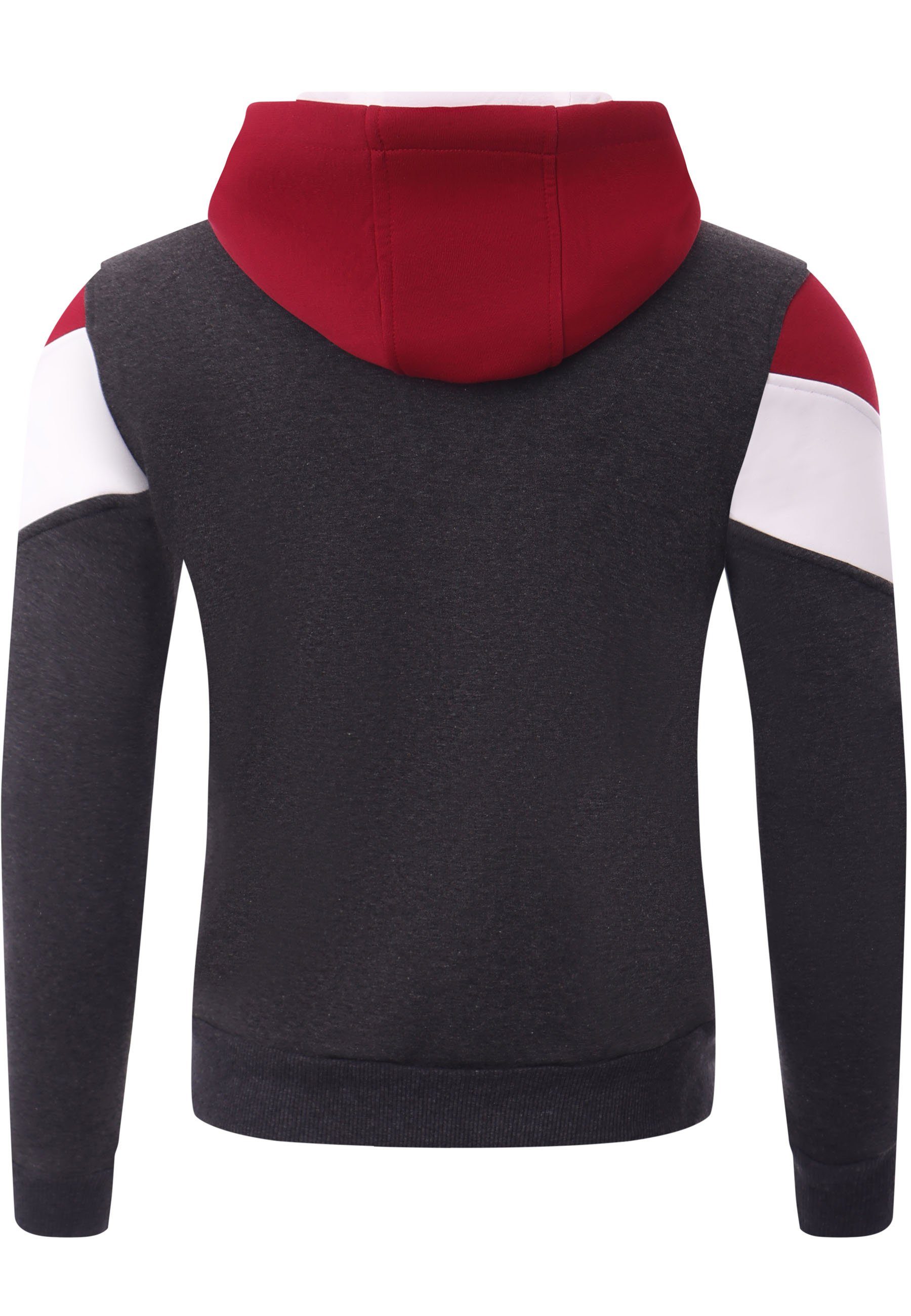 Reslad Sweater Sweatshirt (1-tlg) Pulli Sweatjacke Sweatjacke Reslad Kapuzenpullover Zipper RS-1007 Hoodie bourdeax-anthrazit Winter-Pullover