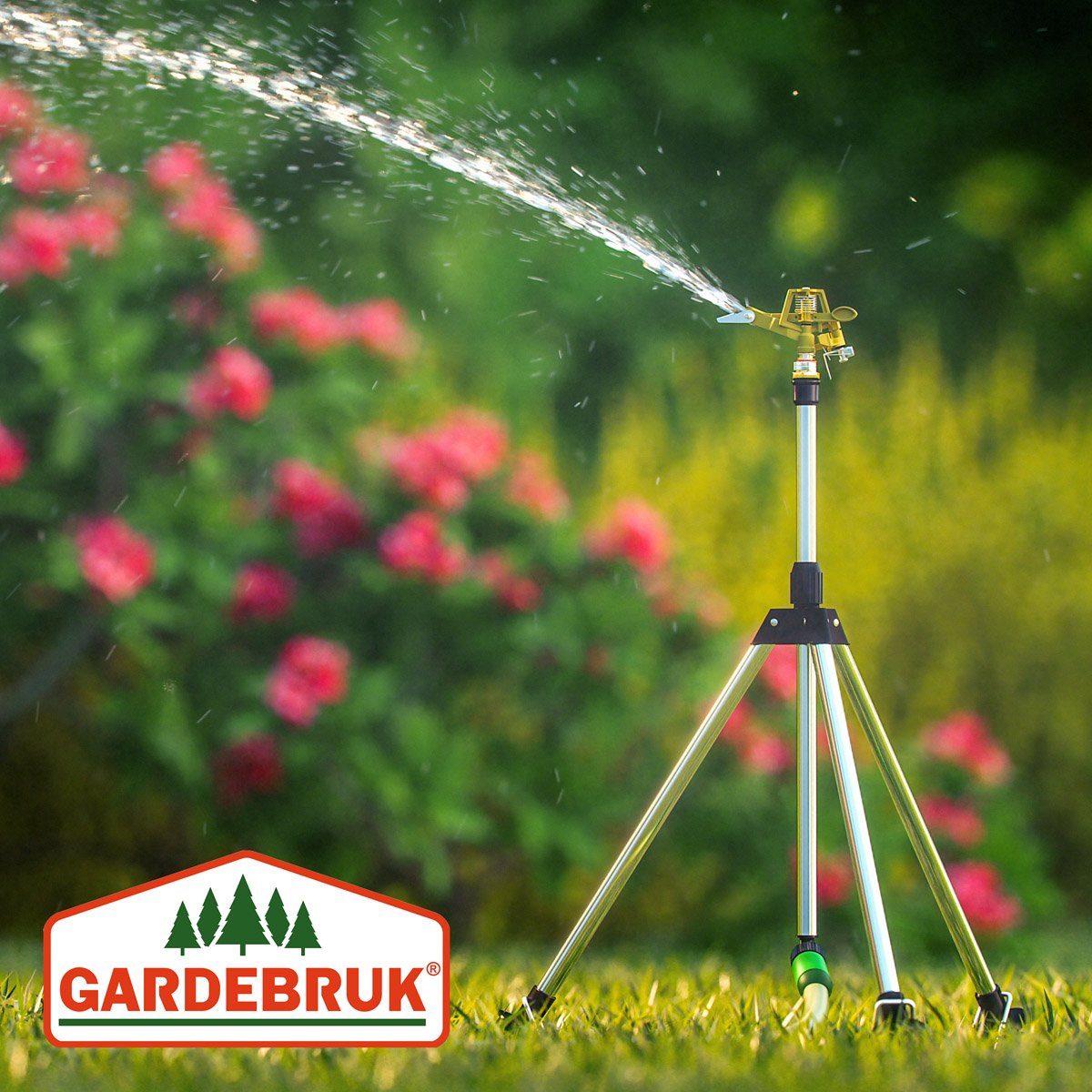 Gardebruk Kreisregner, Sprinkler Teleskopstativ Sprengweite bis 24m 360° Sprühaufsatz Garten