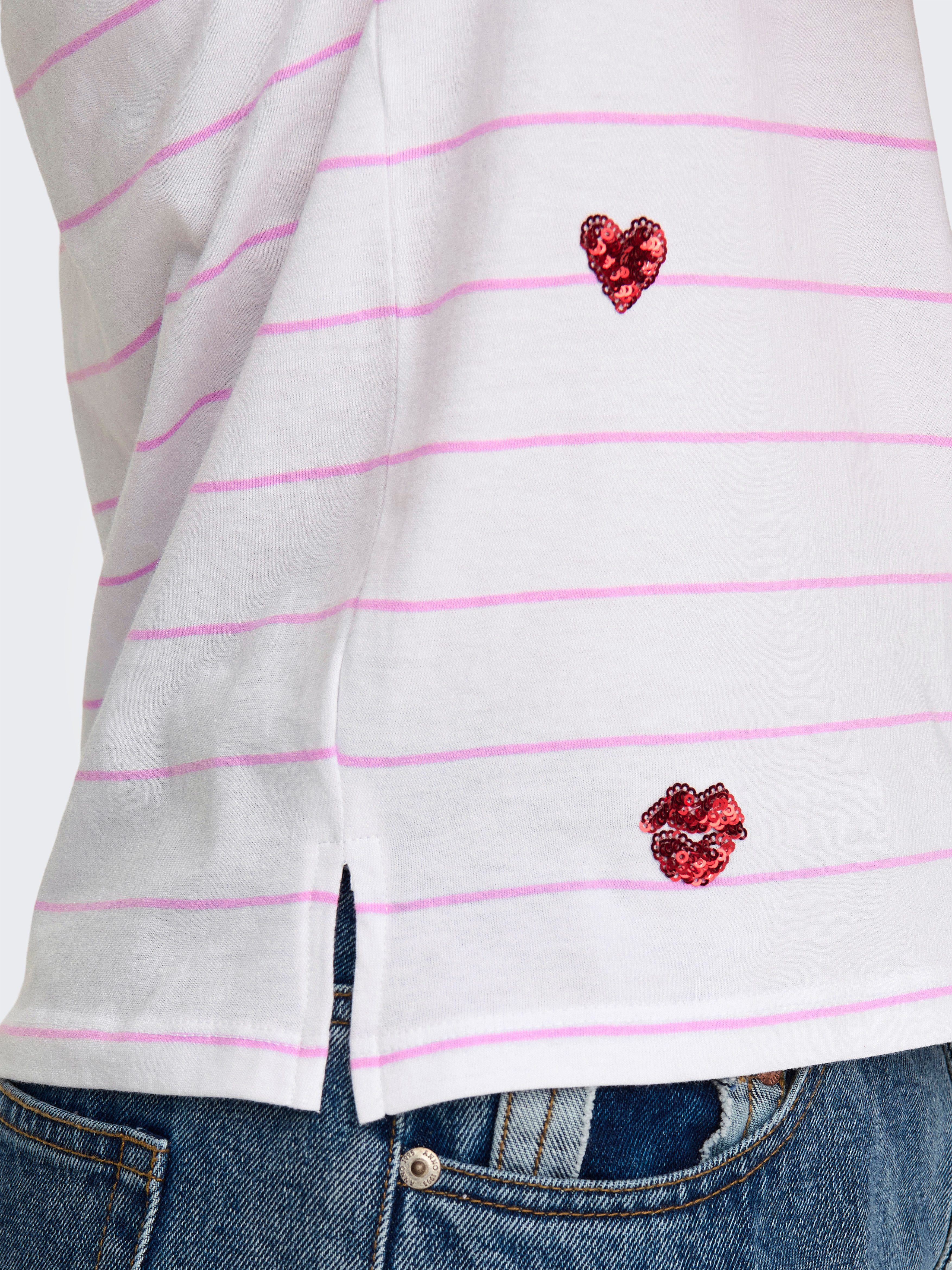 ONLY T-Shirt ONLKITA LIFE REG S/S HEART TOP BOX JRS