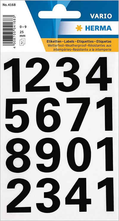 HERMA Aufkleber HERMA Zahlen-Sticker 0-9, Folie schwarz, Höhe: 25 mm 4168