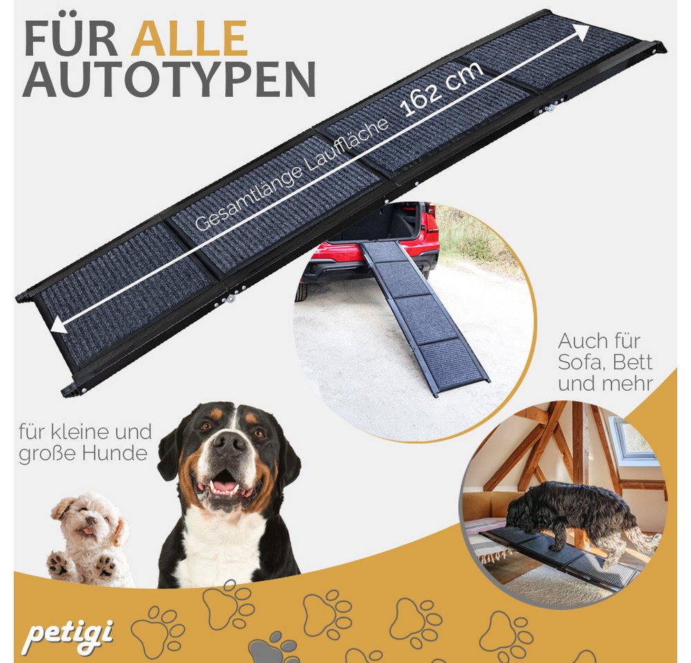 Thumbnail - Petigi Hunderampe Hunderampe Teppich 170 cm klappbar Hund Einstieghilfe Hundetreppe