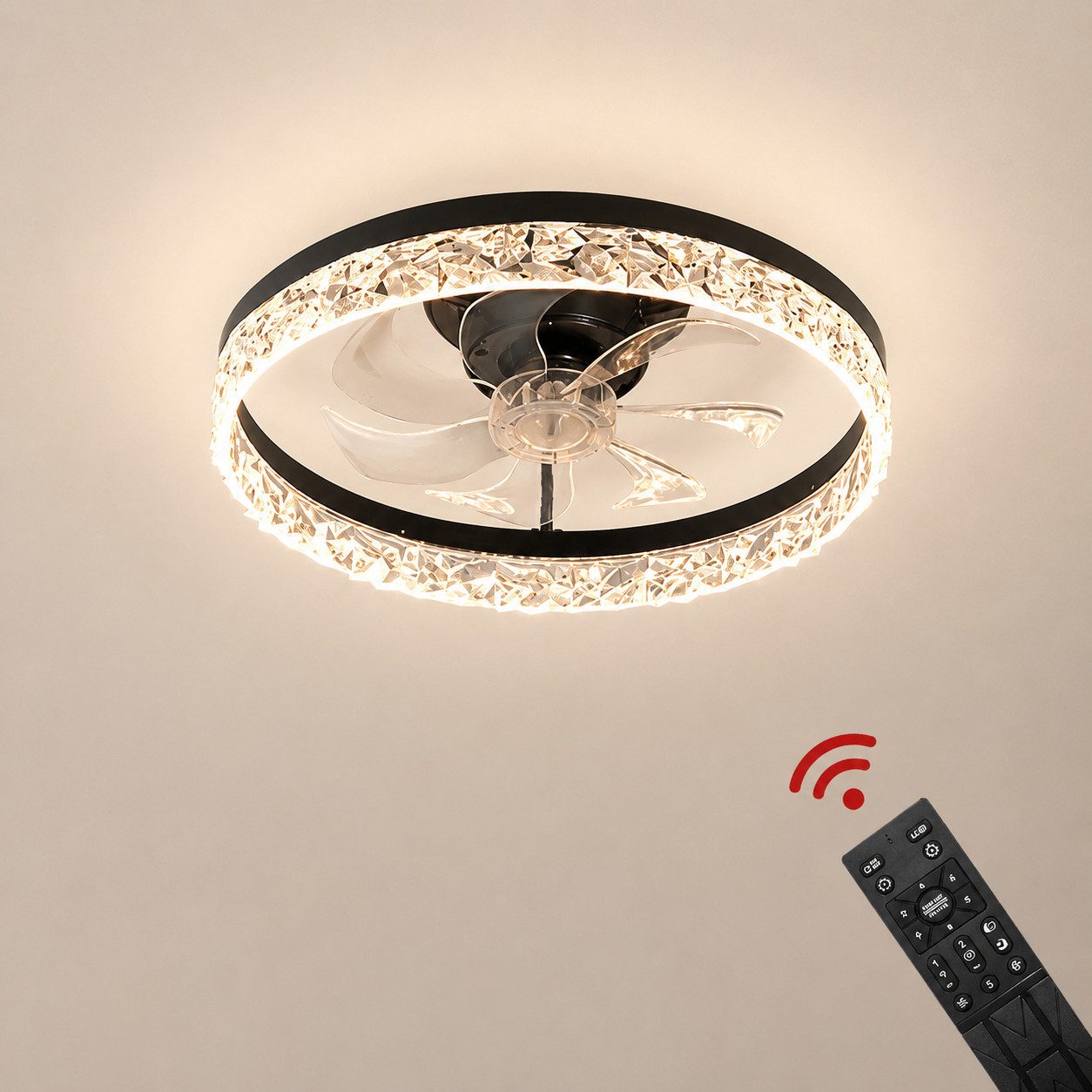 Eurohandisplay Deckenventilator Deckenventilator LED Beleuchtung Deckenlampe Fernbedienung, Mit Fernbedienung einstellbar
