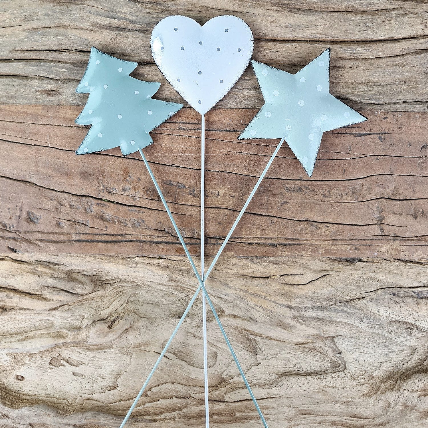 Macosa Home Weihnachtsfigur Dekostecker Grün Tanne Herz und Stern 3er Set m günstig online kaufen