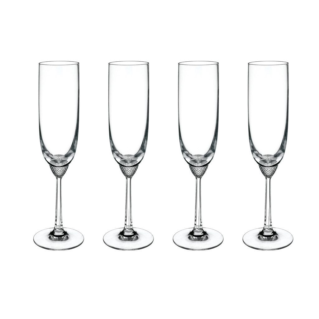 Villeroy & Boch Signature Gläser-Set Octavie Sektkelch, 4 Stück, 4-tlg., Glas, Kristallglas, spülmaschinenfest, Made in Germany