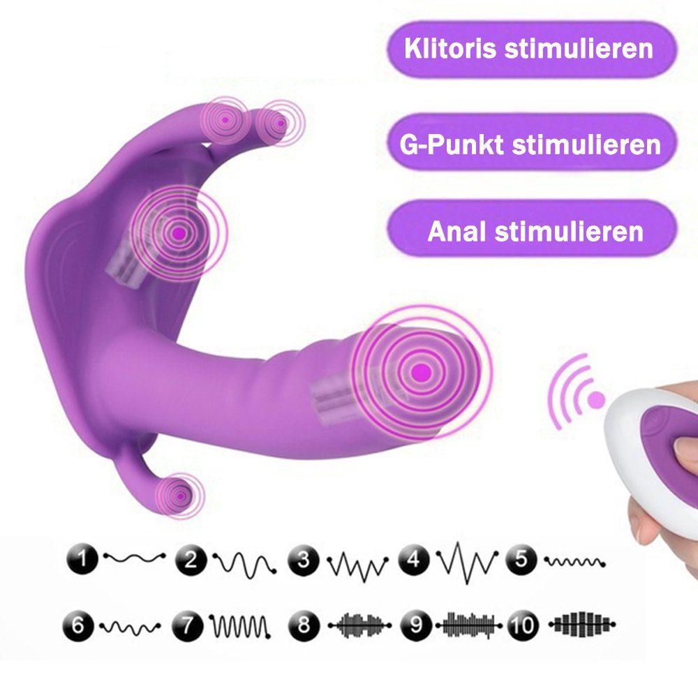 Stimulator Paarvibrator G-punkt Realistischer 10 Fernbedienung sie, Vibrator Klitorisstimulator Dildo Butterfly-Vibrator für Frauen vibrationsmodi für LOVONLIVE mit