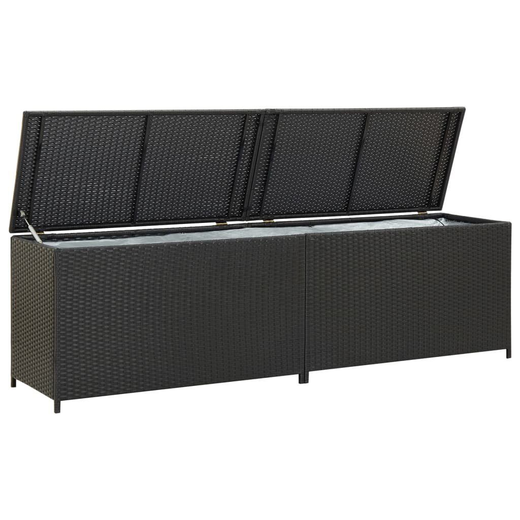 furnicato Gartenbox Poly Rattan 200x50x60 cm Schwarz