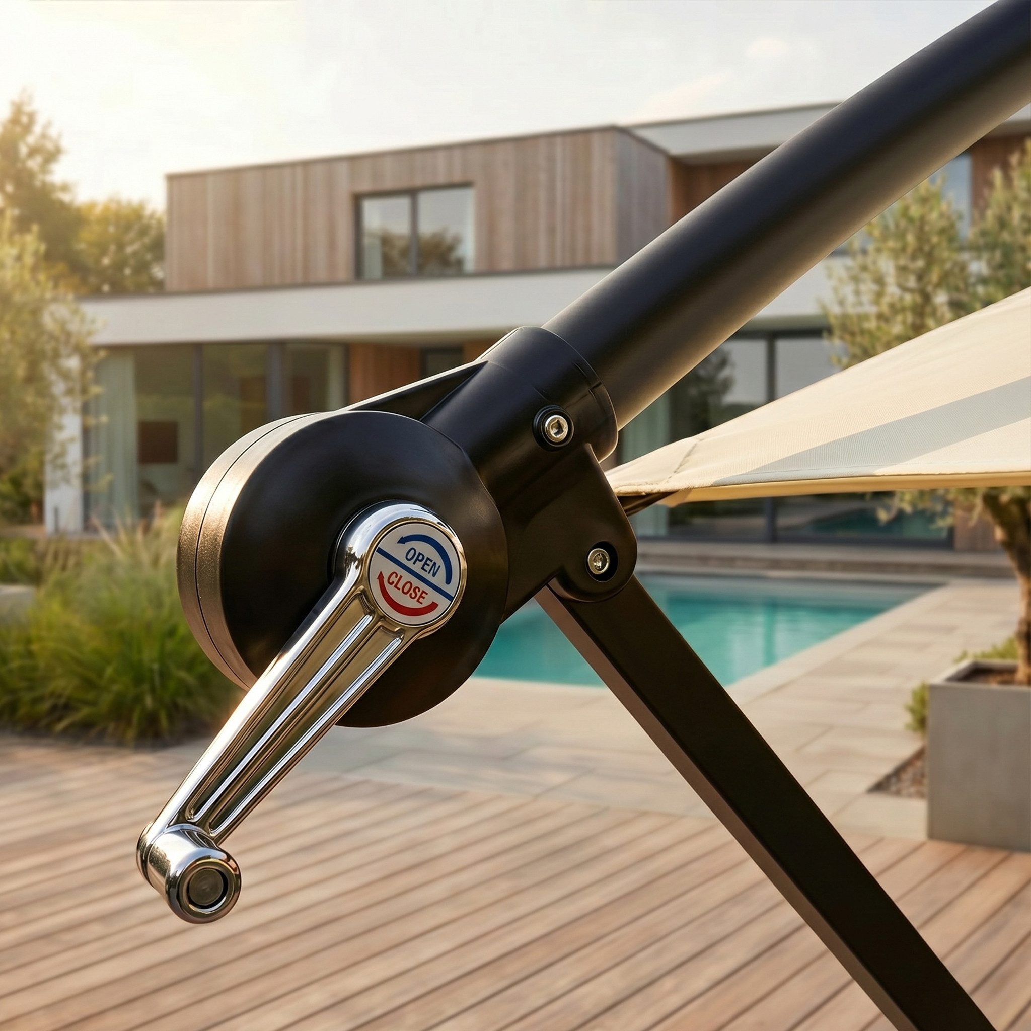 Swing&Harmonie Sonnenschirm mit LED Beleuchtung Luxus Ampelschirm 300 / 350cm, Garten Schirm inkl. Abdeckhaube – Bild 5 von 5