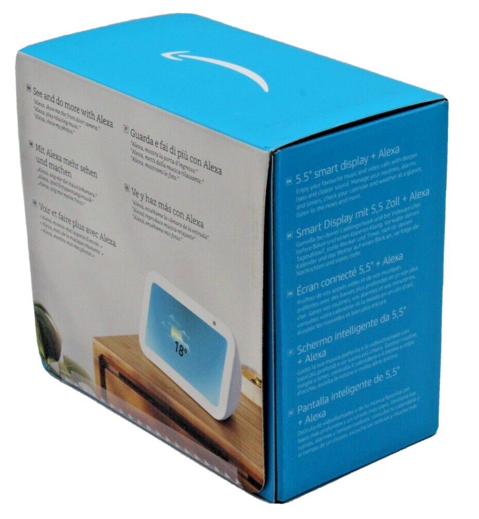 Speaker Echo Smart mit Bluetooth, Mikrofon- 2023 (WiFi), 3. Kamera-aus-Taste) Generation 5 Show Weiß / (WLAN Sprachsteuerung, Bluetooth, Amazon