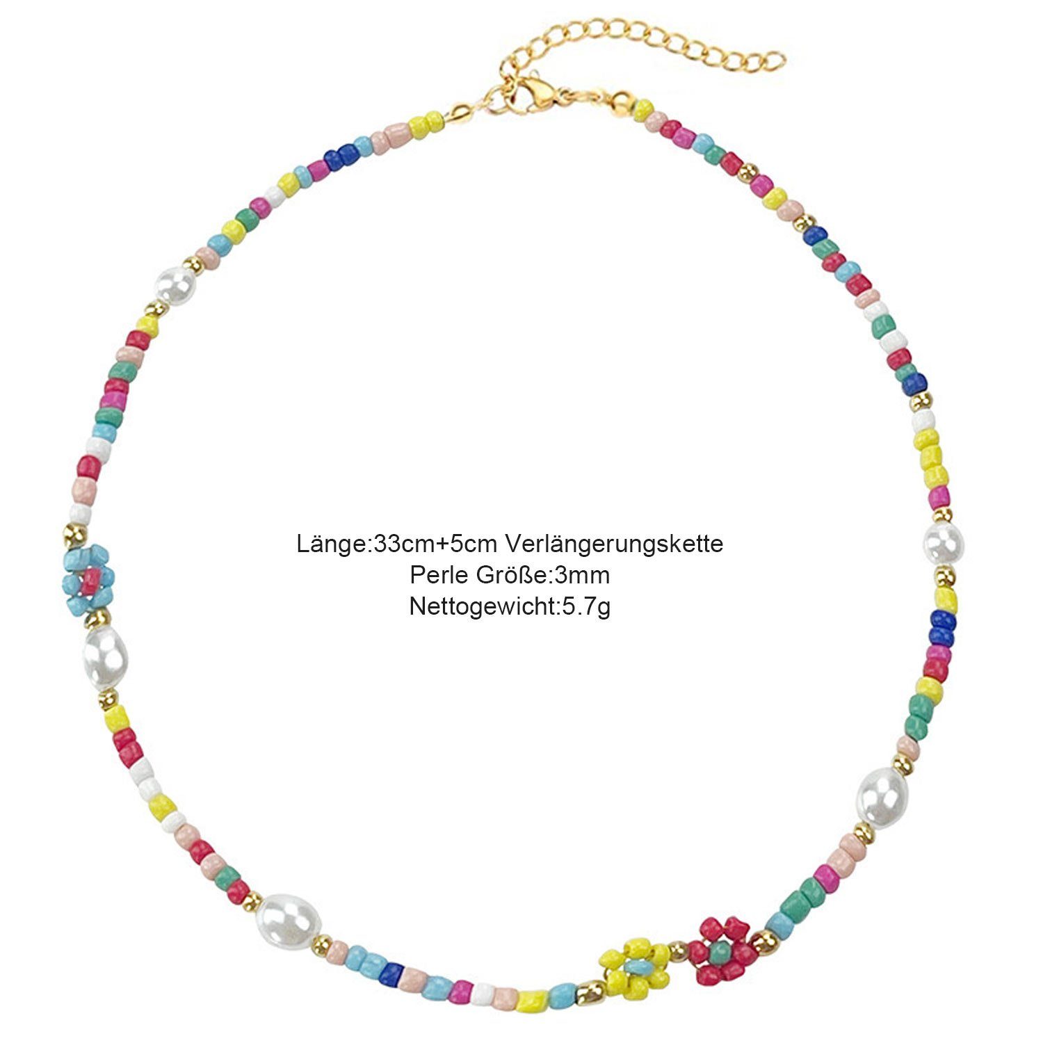 vergoldet Edelstahl für Layered Halskette Halskette aus Perlenkette MAGICSHE Frauen, NK8035 Süßwasserperlen 18K