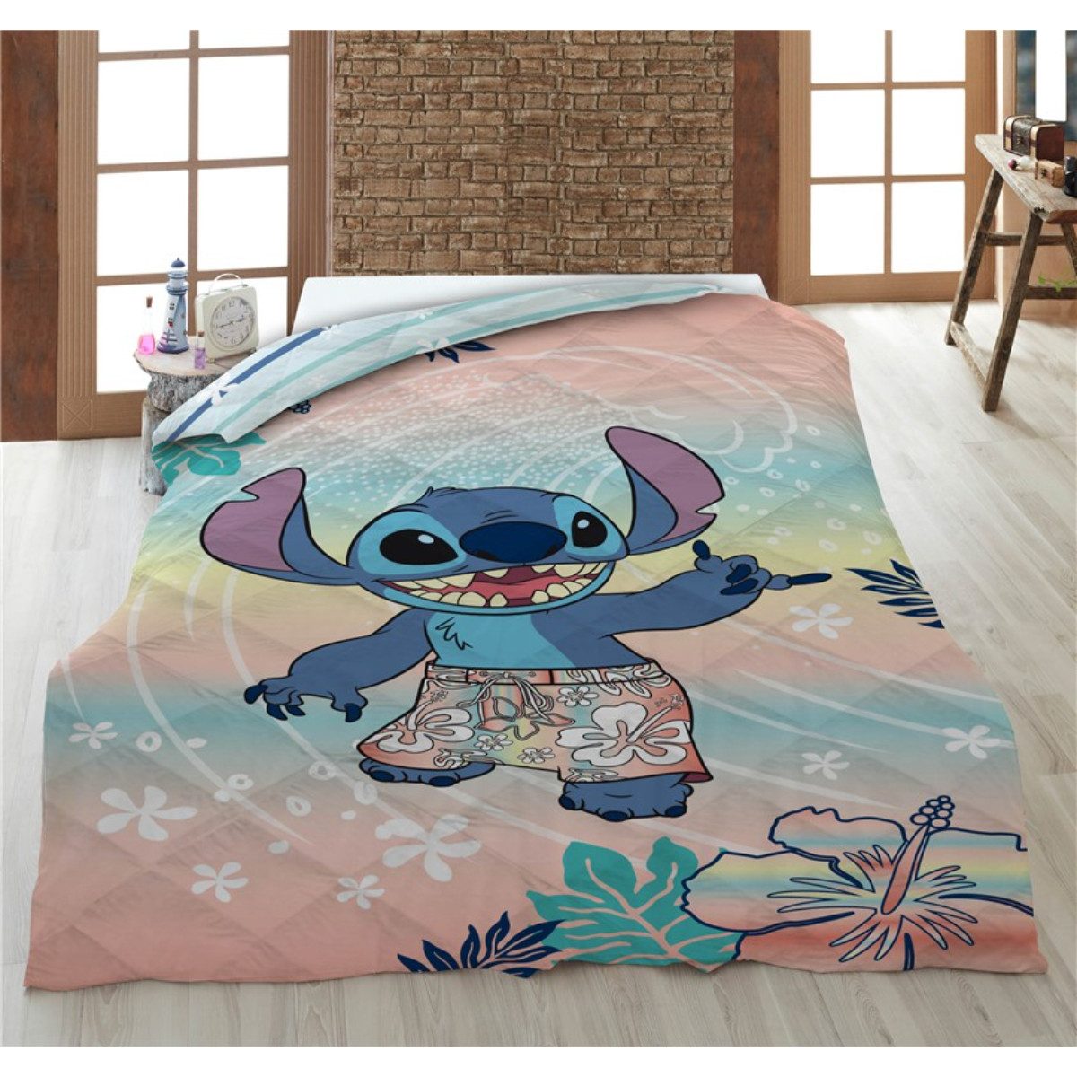 Aymax sprl Bettbezug Lilo & Stitch Bettbezug 140x200 cm 100 % Polyester, Mit praktischem Reißverschluss
