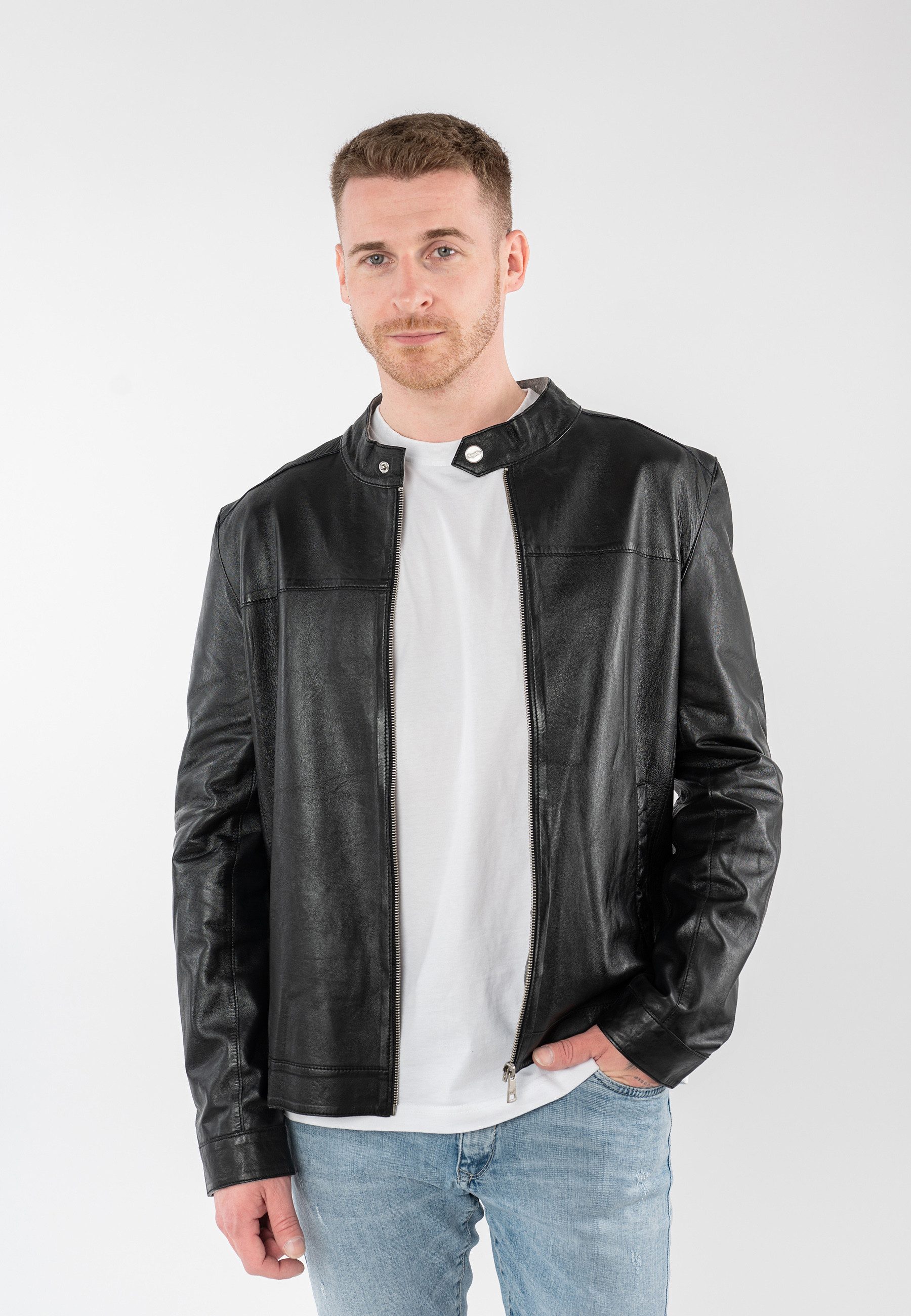 Mauritius Lederjacke MMOrlando mit Bikerkragen