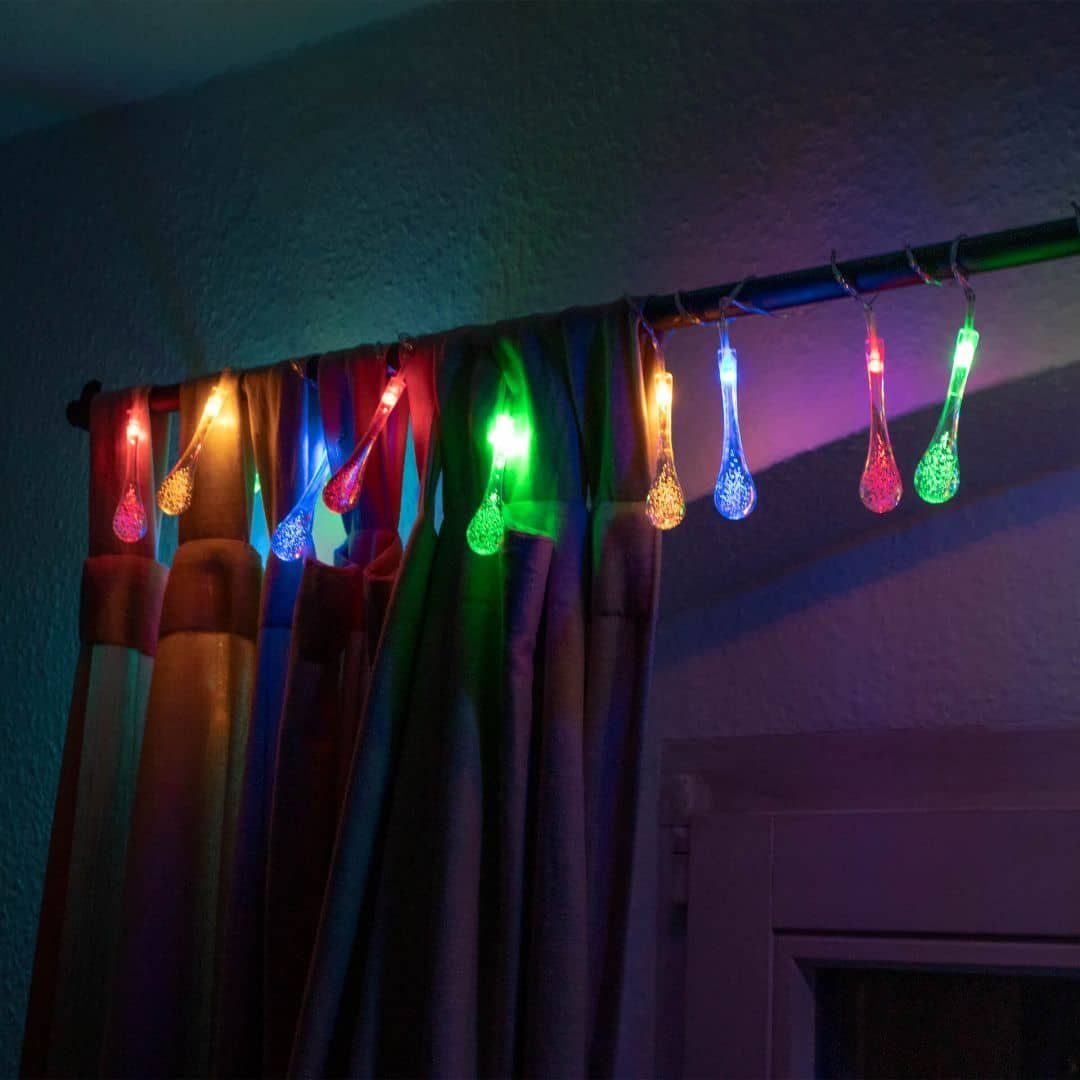K&L Wall Art Hängedekoration bunte LED Lichterkette Deko Glühbirne Kugel Stern Schneeflocke (1 St), mit Fernbedienung und Timer- Funktion