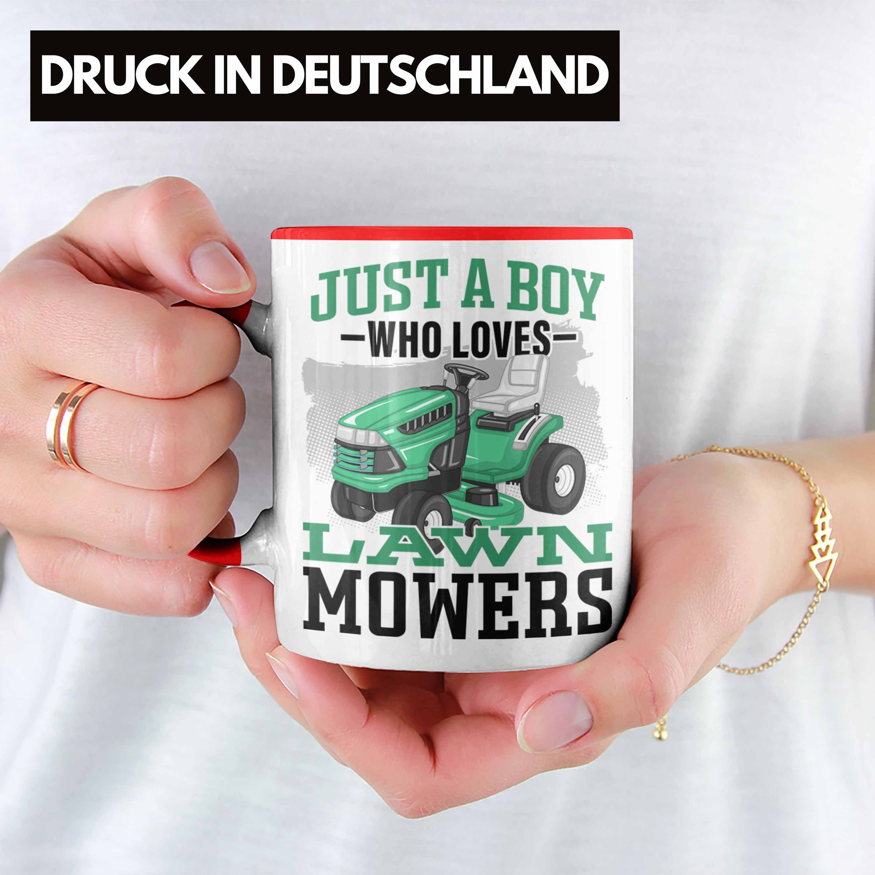 Trendation Tasse Rasenmäher Gärtner Rot Liebhaber für Geschenk Tasse Geschenkidee Hobbygärt