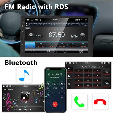 Hikity 2 DIN Android Navigation mit 7 Zoll Touchscreen und Rückfahrkamera Autoradio (WiFi-Spiegel-Link FM RDS, 2+32GB)