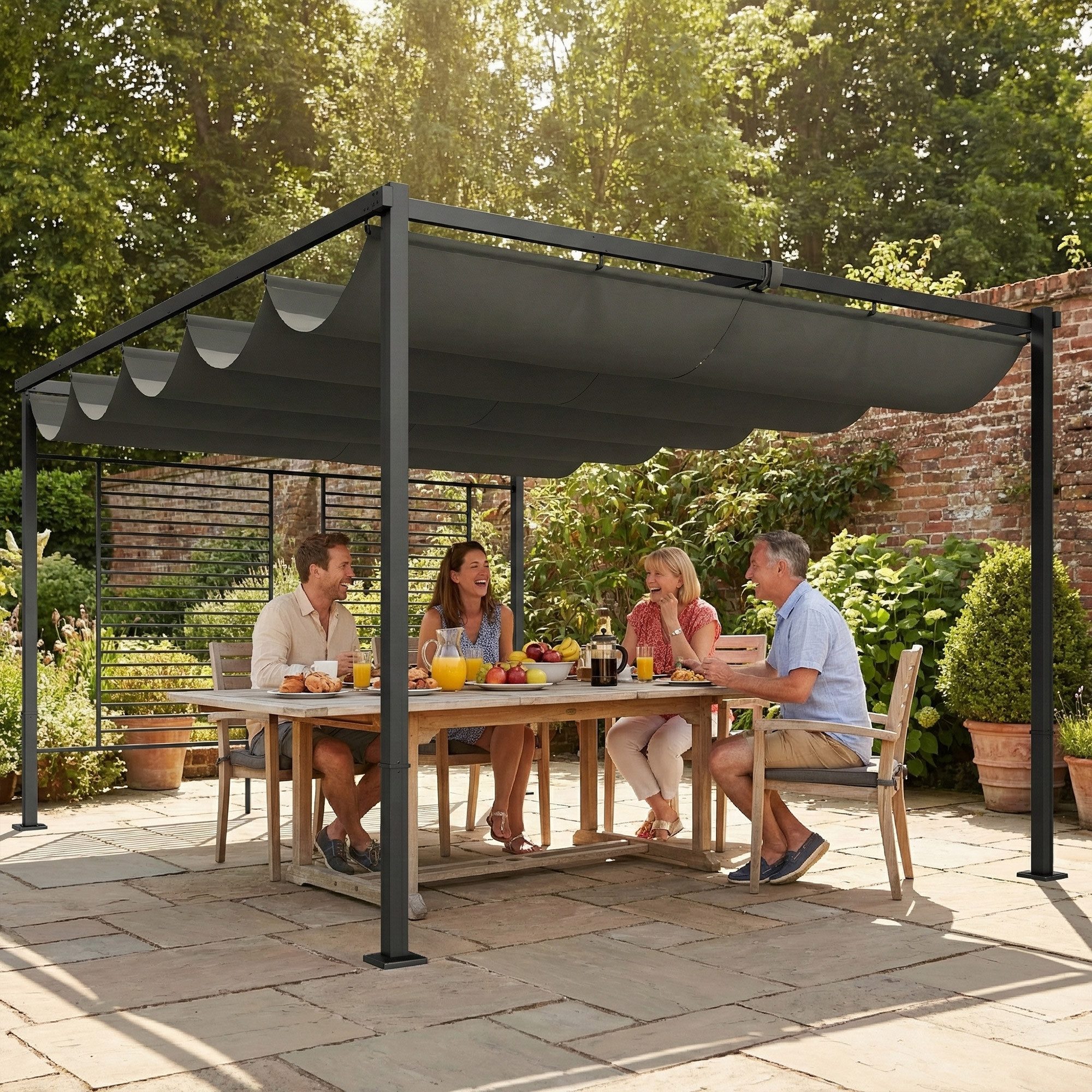 MC Star Pergola Heckzelt für 2-4 Personen, 320 x 280 x 205 cm 2 in 1 Autozelt, (wasserdicht Tunnelzelt mit 4 Türen Fenster Bodenplane)
