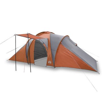 vidaXL Vorzelt Campingzelt 6 Personen Grau Orange 576x238x193 cm 185T Taft