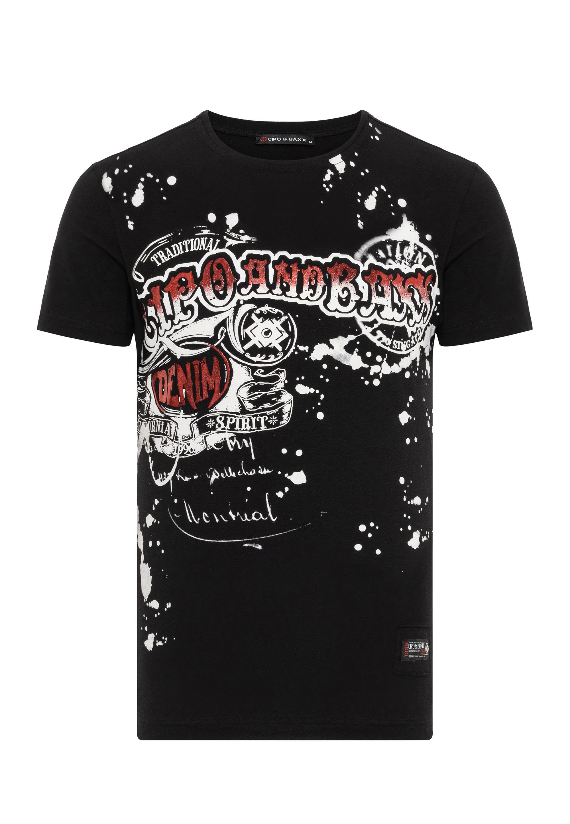 schwarz Cipo Baxx Markenprint mit T-Shirt coolem &