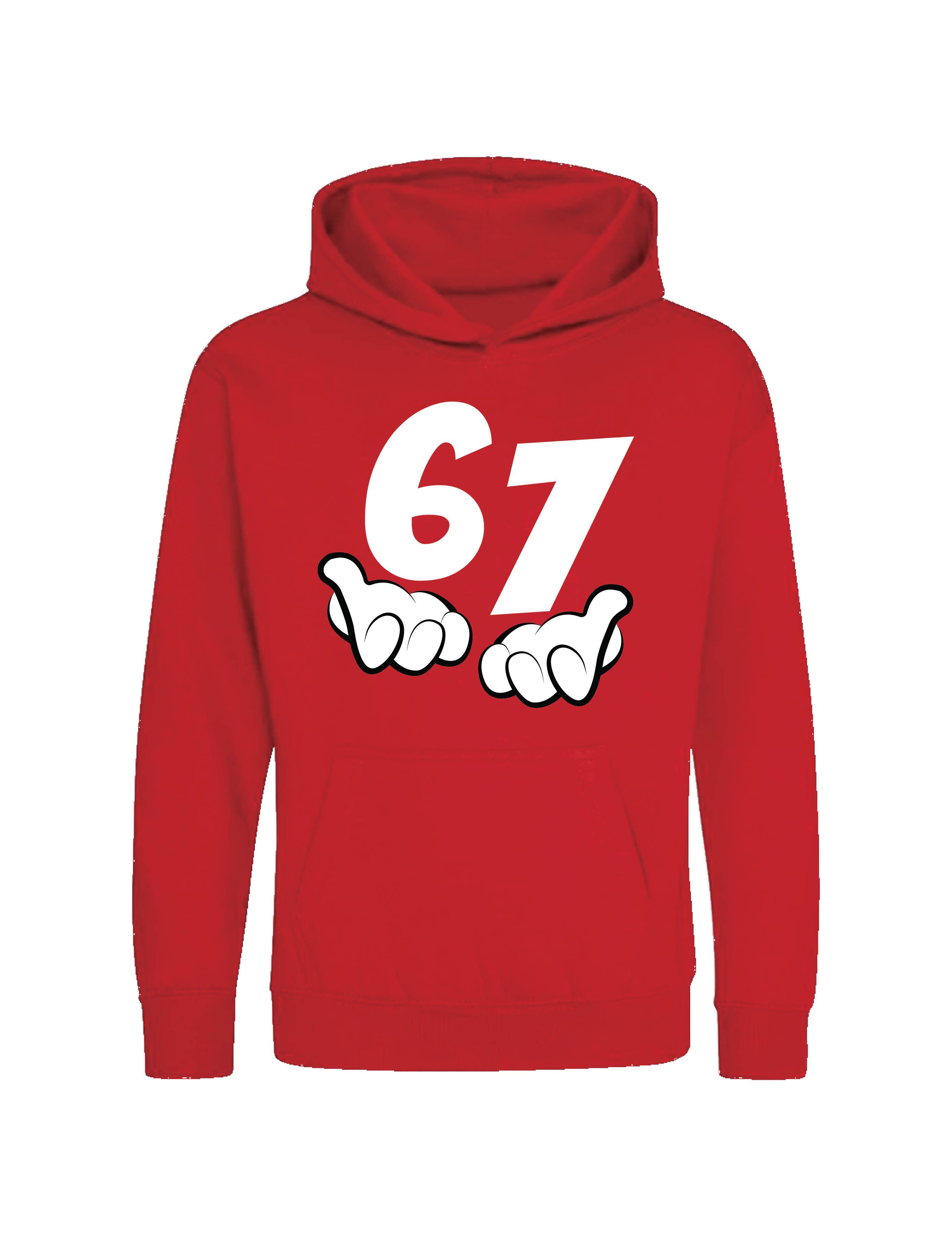 Youth Designz Kapuzenpullover Kinder Hoodie Kapuzenpullover "67" lustig Fun-Print Statement Geschenk mit witzigen und humorvollen Aufdruck für Jungen und Mädchen
