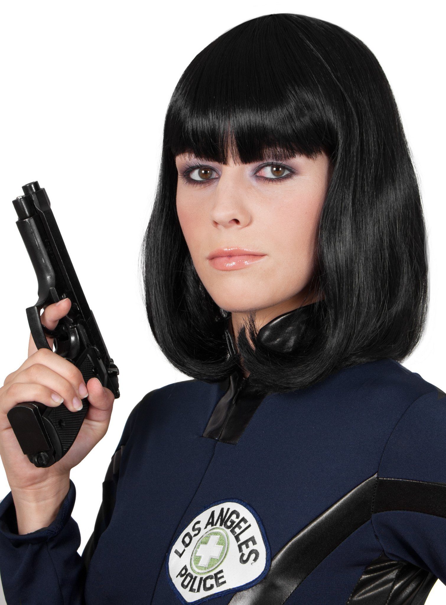 Kostüm-Perücke Diva schwarz