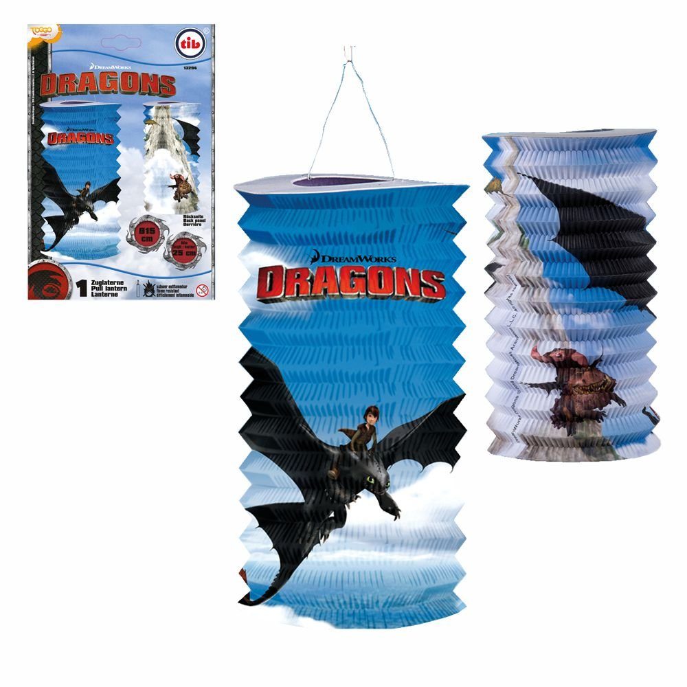 Dragons Papierlaterne Zuglaterne DreamWorks Dragons 25 cm Kinder Lampion Laterne
