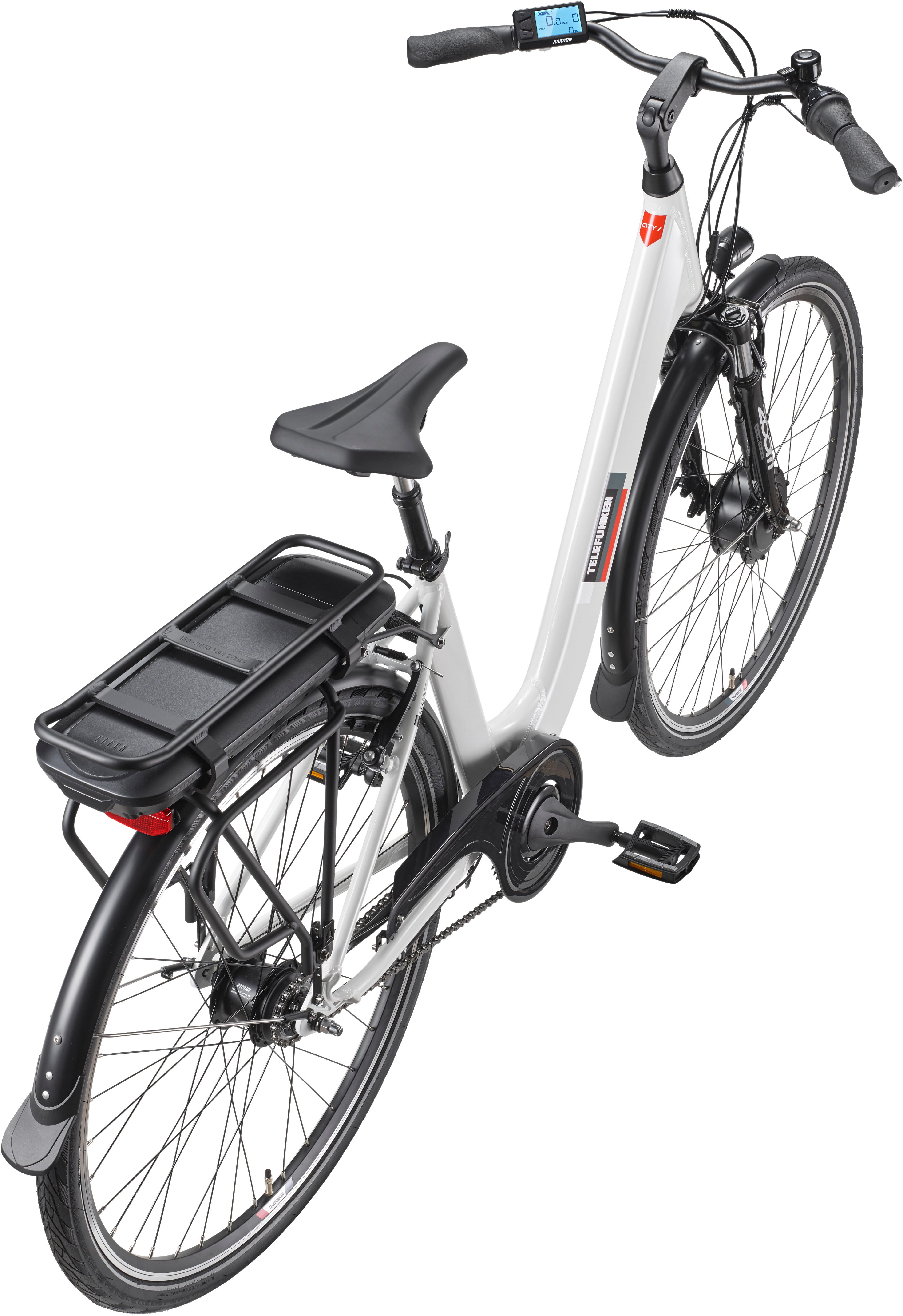 Telefunken E-Bike Cityrad Multitalent RC845, 7 Gang Shimano, Nabenschaltung, Frontmotor, 468 Wh, (28 Zoll, Straßenzulassung, ca. 100 km Reichweite), Pedelec, Elektrofahrrad für Herren u. Damen, tiefer Einstieg