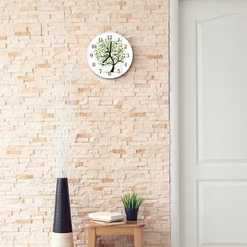 Primedeco Wanduhr Wanduhr aus Glas mit Motiv Frühlingsbaum digital - Rund mit Durchmesser 30 cm und Quarzuhrwerk