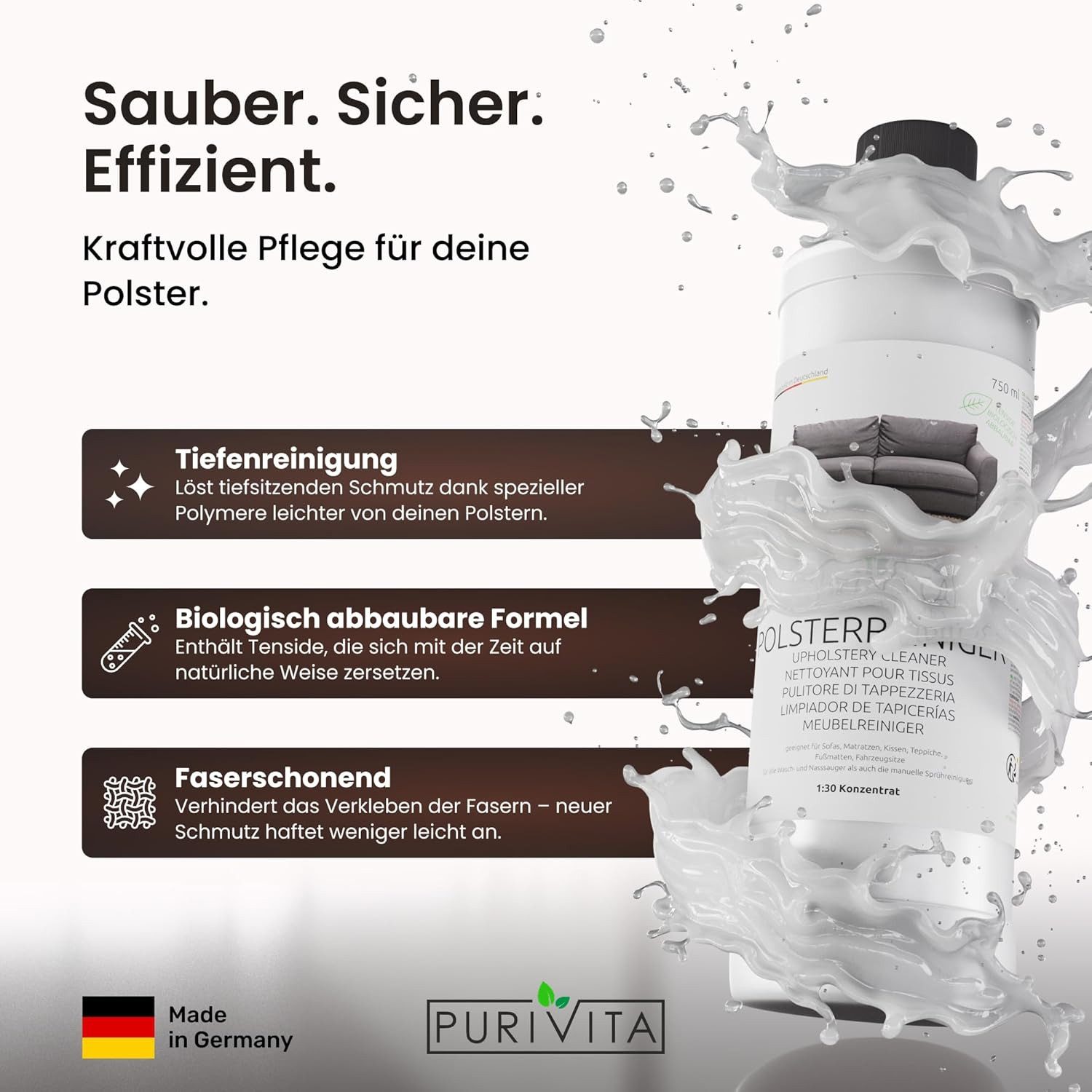 Purivita PURIVITA® Polsterreiniger Konzentrat 1:30, 750ml Polsterreiniger